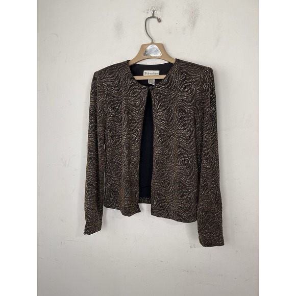 Dress Barn Womens Jacket Medium Gold Glitter Evening New Years Date Night Party - Picture 2 of 8